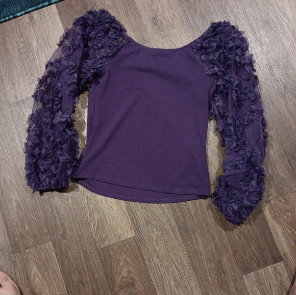 Marc New York Purple Ruffled Sleeve Top size S new - Picture 5 of 5